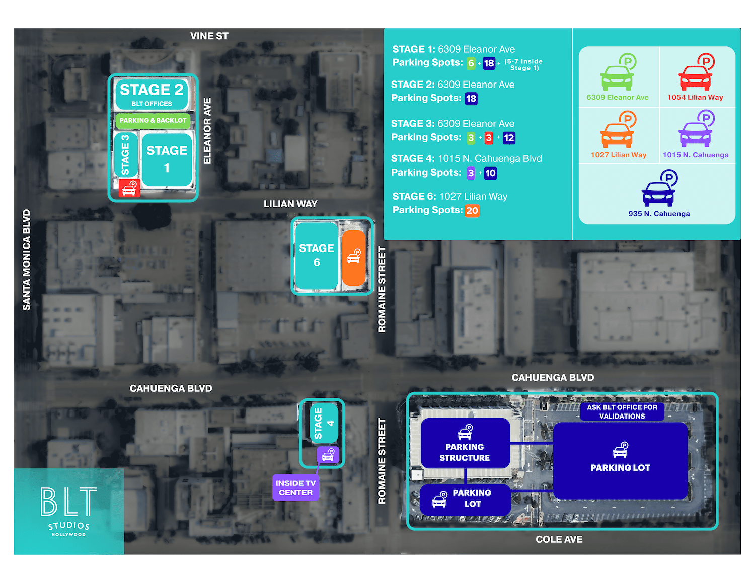 blt studios parking and map